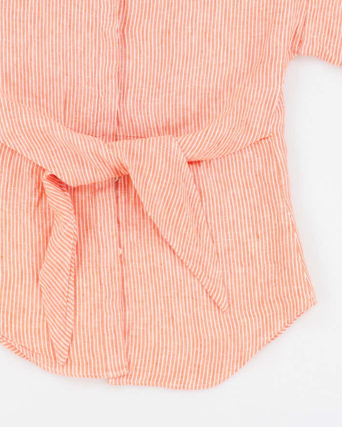 Ralph Lauren Orange Striped Blouse With Tie Detail - XS