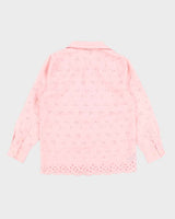 Ralph Lauren Pink Broderie Anglaise Long Sleeve Shirt - S