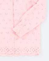 Ralph Lauren Pink Broderie Anglaise Long Sleeve Shirt - S