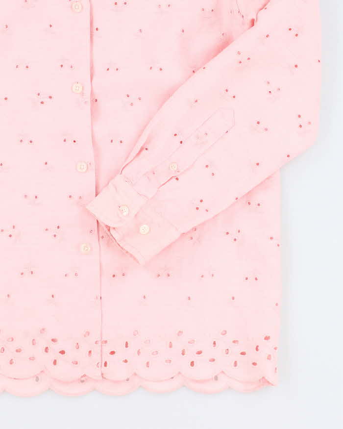 Ralph Lauren Pink Broderie Anglaise Long Sleeve Shirt - S