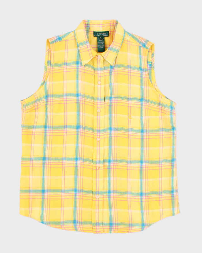 Ralph Lauren Yellow Check Sleeveless Shirt - L