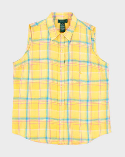 Ralph Lauren Yellow Check Sleeveless Shirt - L