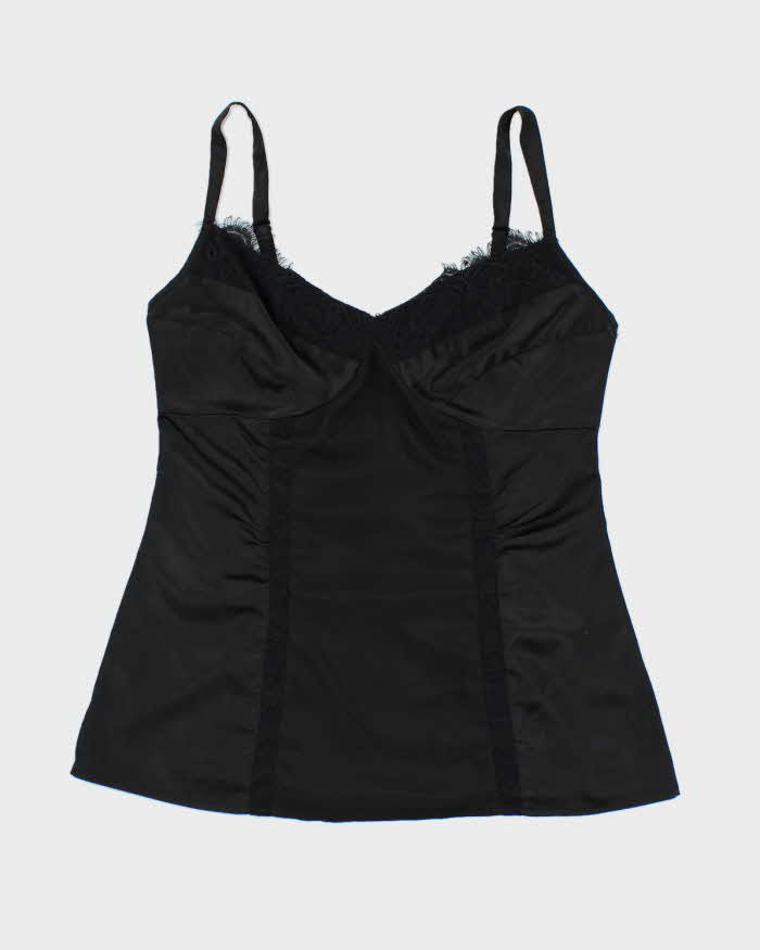 Y2k 00s Jacob Black Satin Cami - S