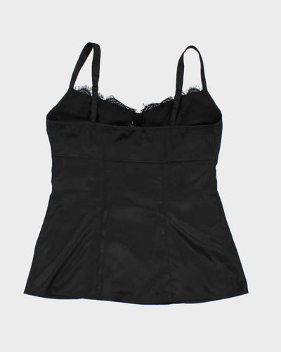 Y2k 00s Jacob Black Satin Cami - S