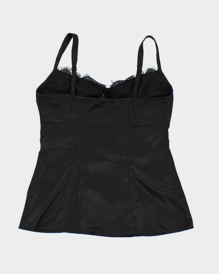 Y2k 00s Jacob Black Satin Cami - S
