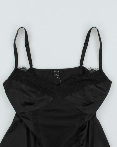 Y2k 00s Jacob Black Satin Cami - S