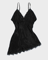 Y2k 00s Black Satin Beaded Cami Top - XL