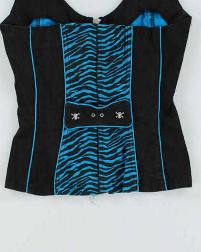 Vintage Y2k 00s Tripp Zebra Print Zip-up Halter Top - S