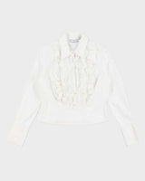 Vintage 90s Ruffle Frill Shirt - S