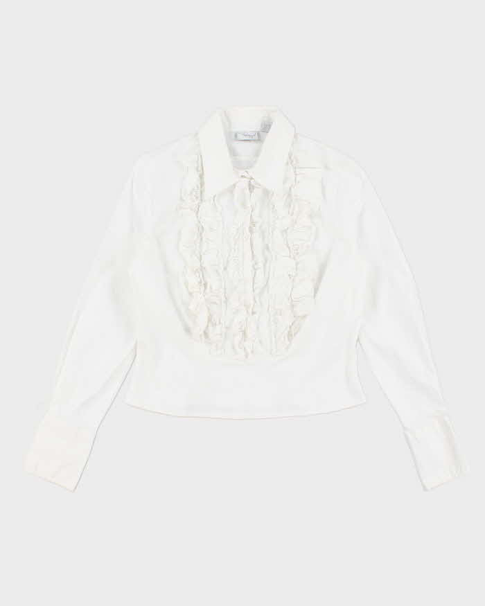 Vintage 90s Ruffle Frill Shirt - S