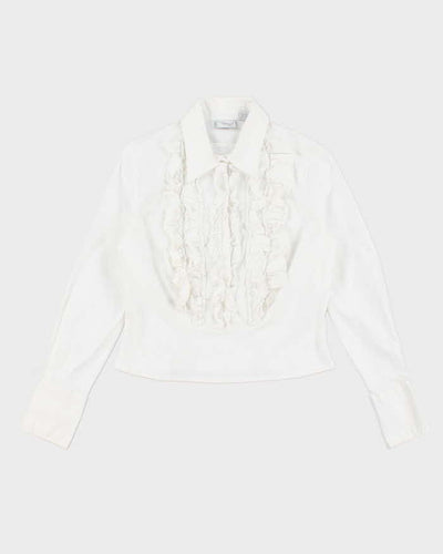 Vintage 90s Ruffle Frill Shirt - S