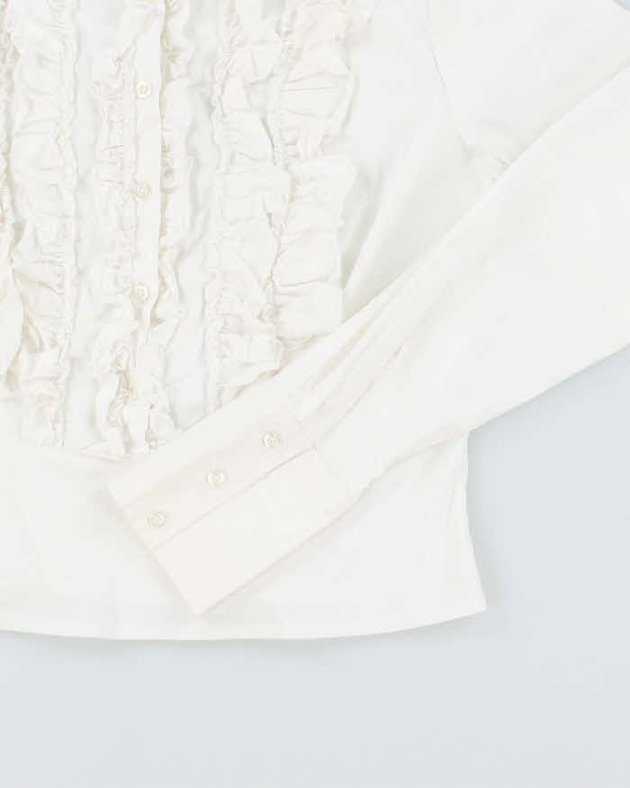 Vintage 90s Ruffle Frill Shirt - S