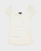 Vintage Y2k 00s Le Chateau White Off The Shoulder Top - XS