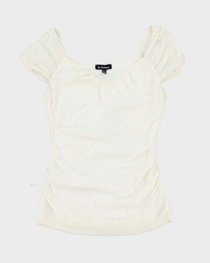 Vintage Y2k 00s Le Chateau White Off The Shoulder Top - XS