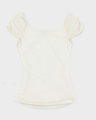 Vintage Y2k 00s Le Chateau White Off The Shoulder Top - XS