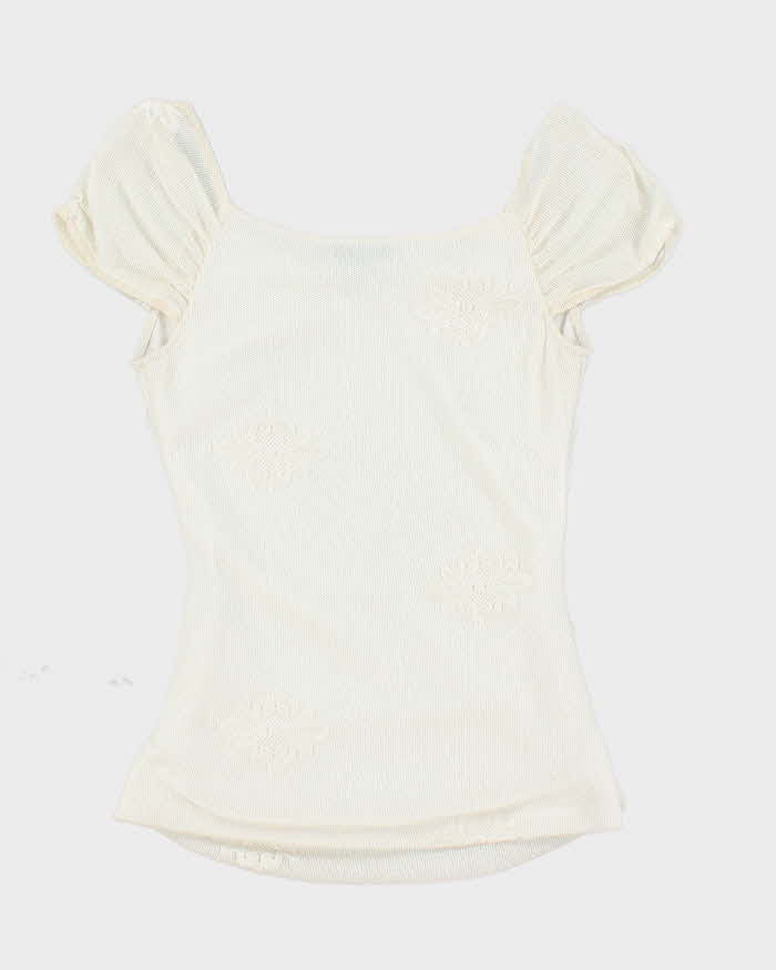 Vintage Y2k 00s Le Chateau White Off The Shoulder Top - XS