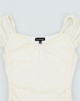 Vintage Y2k 00s Le Chateau White Off The Shoulder Top - XS