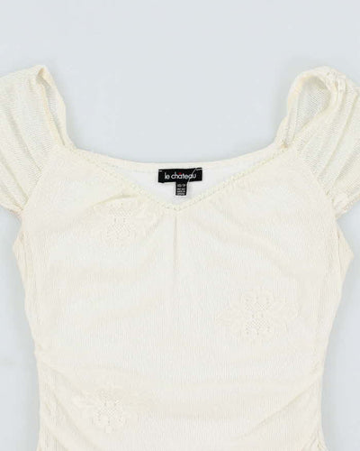 Vintage Y2k 00s Le Chateau White Off The Shoulder Top - XS