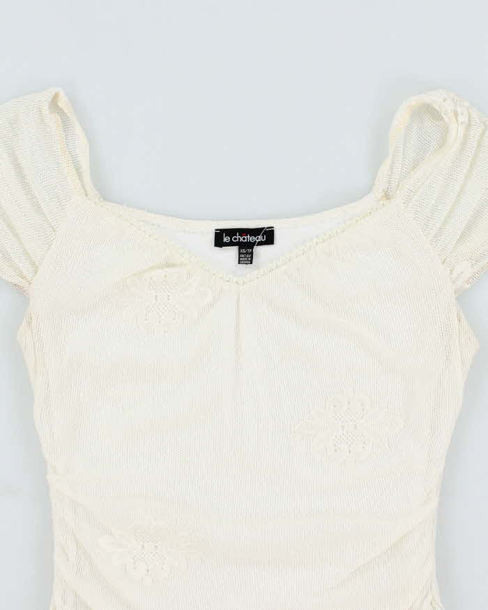 Vintage Y2k 00s Le Chateau White Off The Shoulder Top - XS