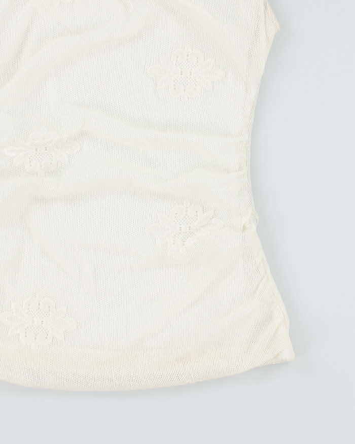 Vintage Y2k 00s Le Chateau White Off The Shoulder Top - XS