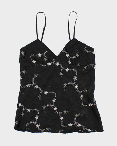 Vintage Y2k 00s Black Floral Cami - S