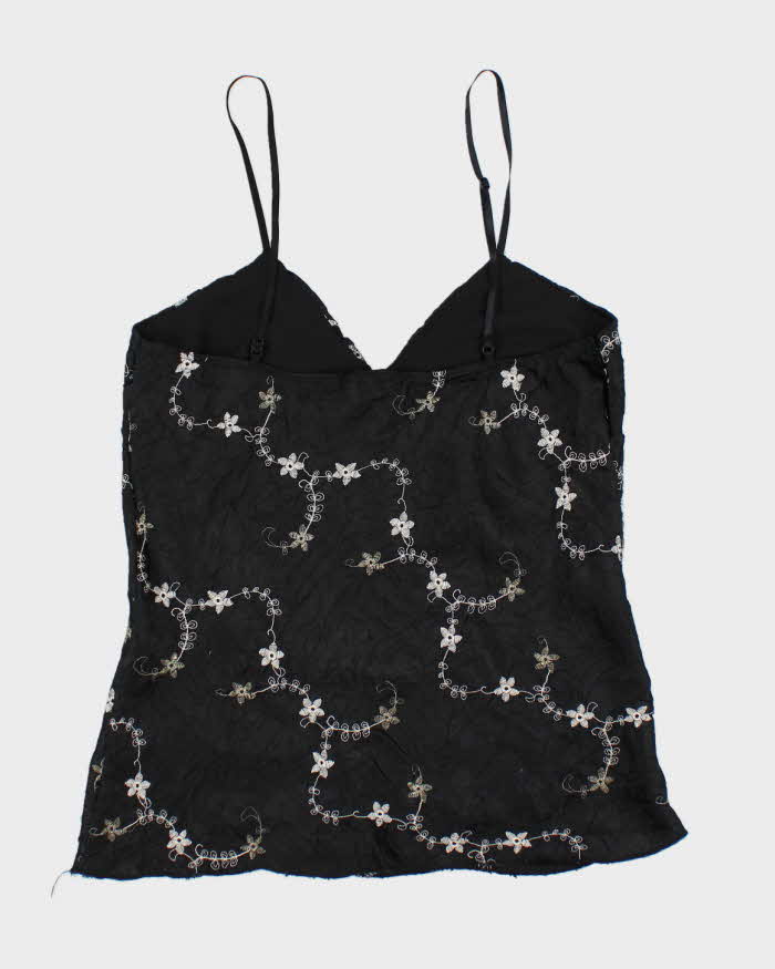 Vintage Y2k 00s Black Floral Cami - S