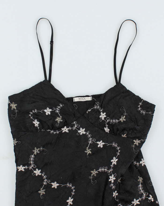 Vintage Y2k 00s Black Floral Cami - S