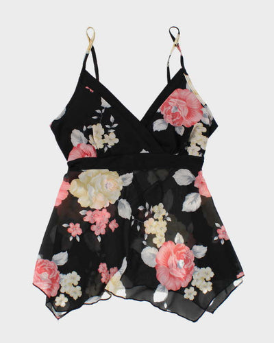 Vintage Y2k 00s  Mesh Floral Cami - L
