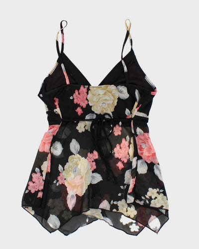 Vintage Y2k 00s  Mesh Floral Cami - L