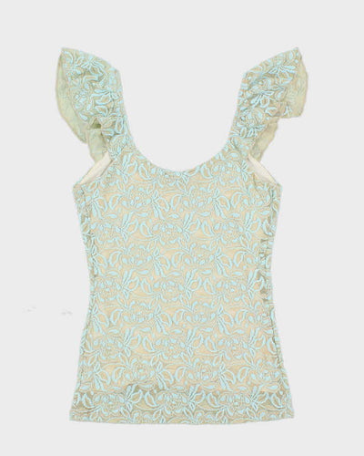 Y2k 00s Guess Off The Shoulder Lace Top - XS