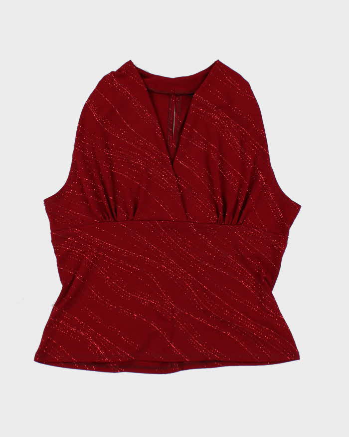 Y2k 00s Mariposa Red Glittery Top - S