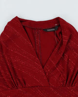 Y2k 00s Mariposa Red Glittery Top - S