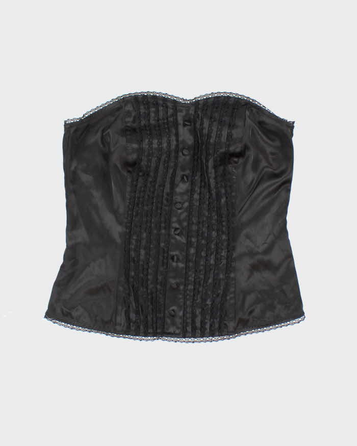 Y2k 00s Ricki's Black Satin Corset Top - S