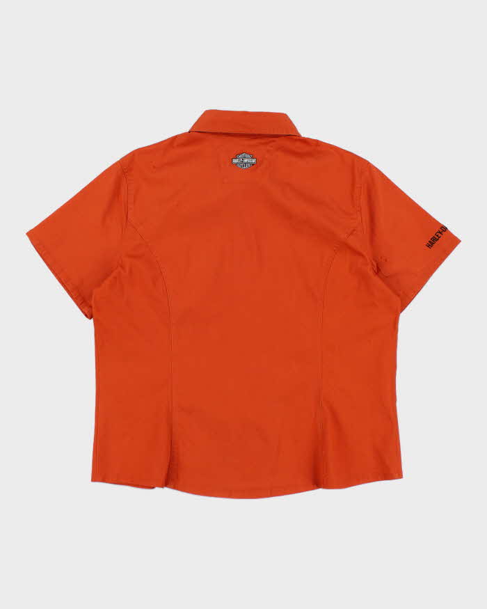 Vintage Y2k 00s Harley Davidson Orange Shirt - XL