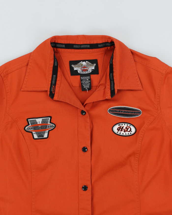 Vintage Y2k 00s Harley Davidson Orange Shirt - XL