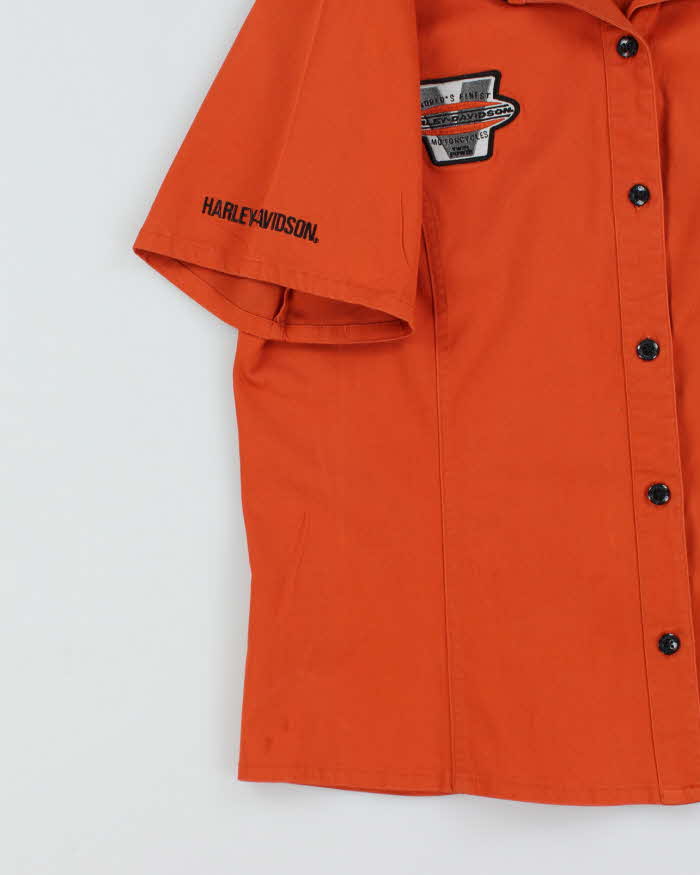 Vintage Y2k 00s Harley Davidson Orange Shirt - XL