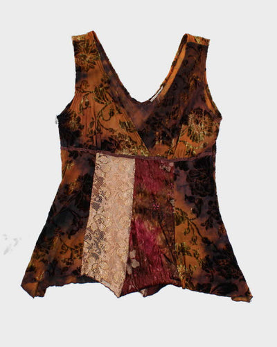 Vintage 90s Brown Pattern Cami Top - S