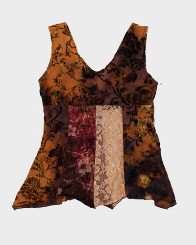 Vintage 90s Brown Pattern Cami Top - S
