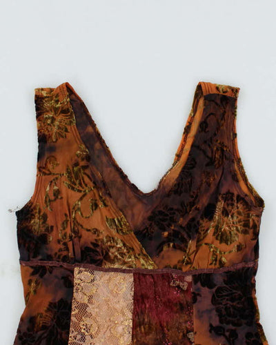 Vintage 90s Brown Pattern Cami Top - S