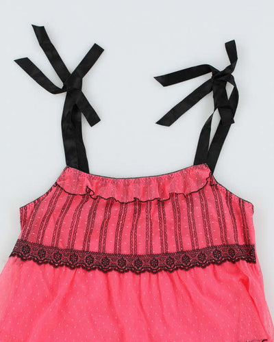 Vintage Y2k 00s Pink Mesh Lace Top - M