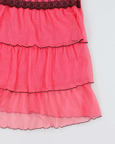 Vintage Y2k 00s Pink Mesh Lace Top - M