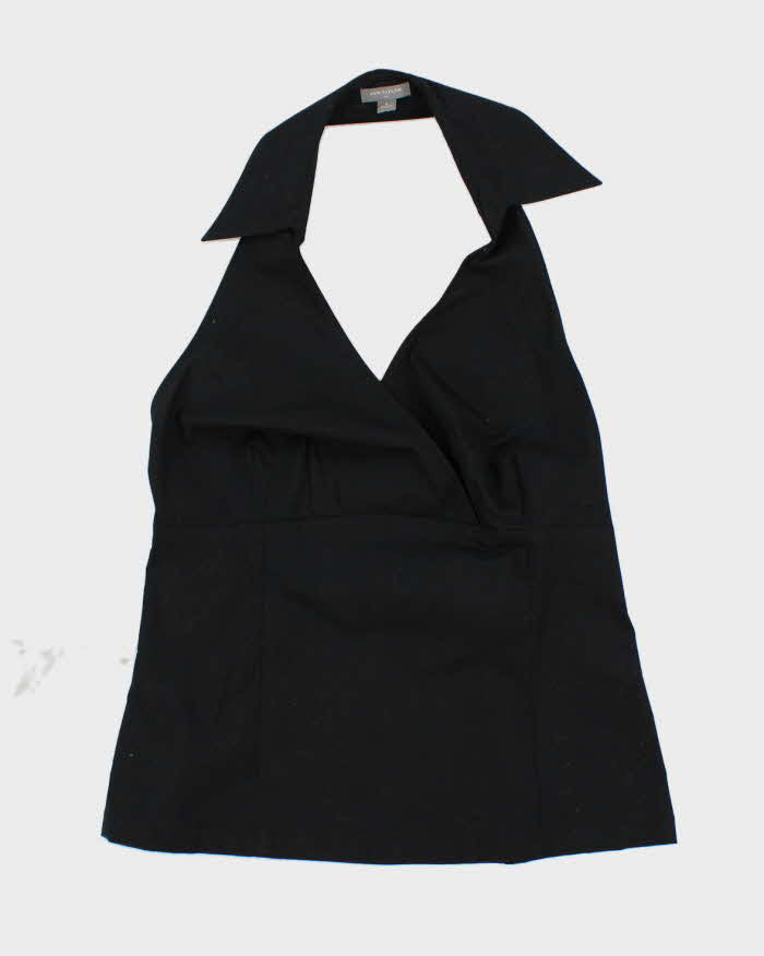 Vintage Y2k 00s Ann Taylor Black Halter Neck Collar Top - M