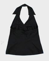Vintage Y2k 00s Ann Taylor Black Halter Neck Collar Top - M