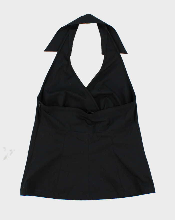 Vintage Y2k 00s Ann Taylor Black Halter Neck Collar Top - M