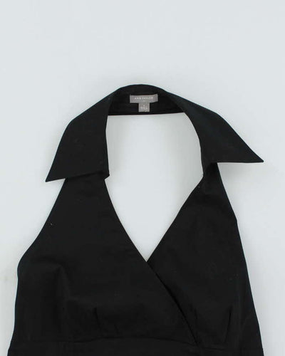 Vintage Y2k 00s Ann Taylor Black Halter Neck Collar Top - M