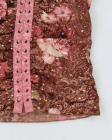 Y2k 00s Pattern Sequin Lace Up Cami Top - L