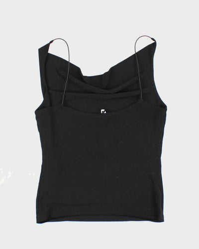 Y2k 00s Sirens Black Sparkly Cowl Neck Top - L