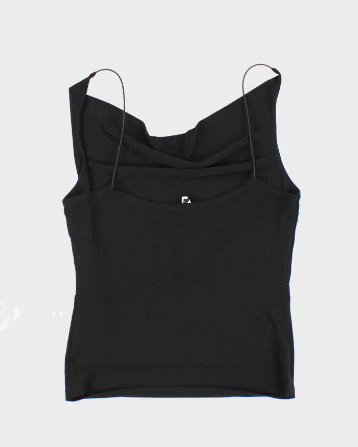 Y2k 00s Sirens Black Sparkly Cowl Neck Top - L