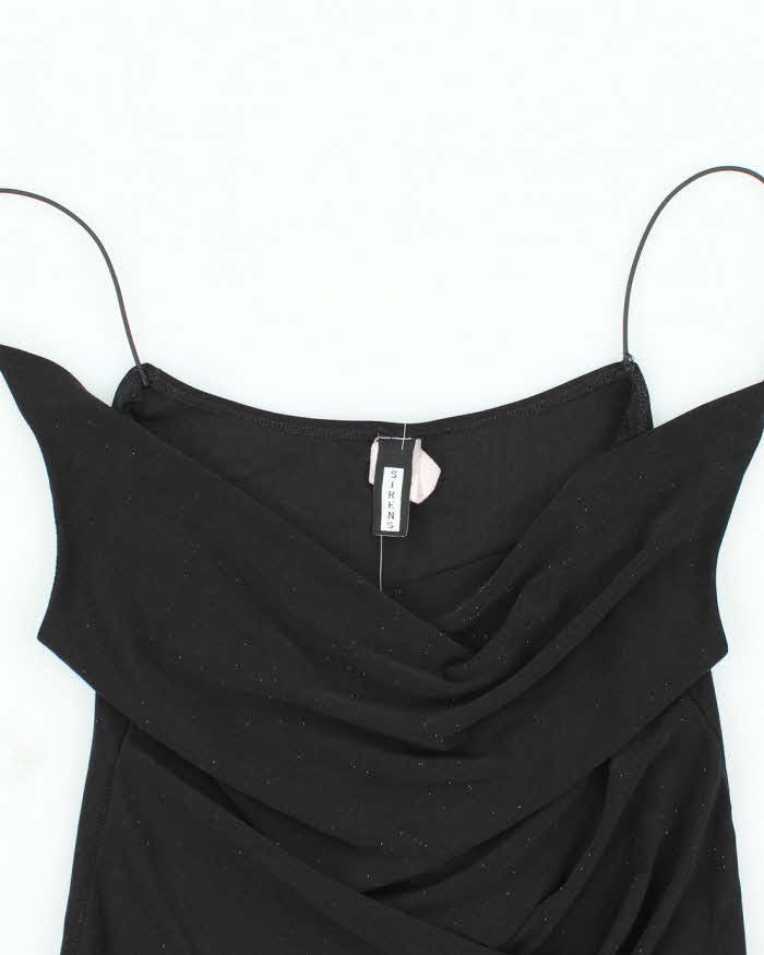 Y2k 00s Sirens Black Sparkly Cowl Neck Top - L