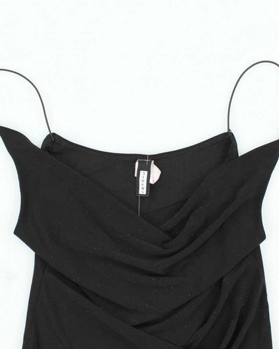 Y2k 00s Sirens Black Sparkly Cowl Neck Top - L